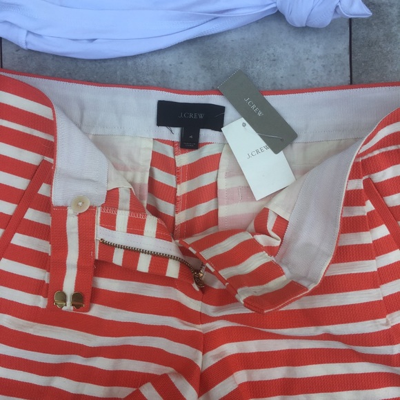 J CREW COTTON STRIPED TEXTURED SHORTS - Picture 4 of 6